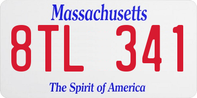 MA license plate 8TL341
