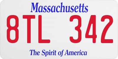 MA license plate 8TL342