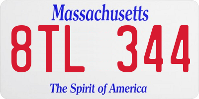 MA license plate 8TL344