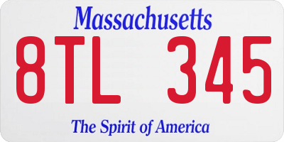 MA license plate 8TL345