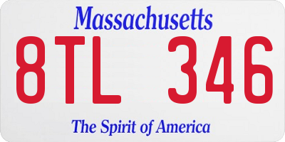 MA license plate 8TL346