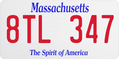 MA license plate 8TL347