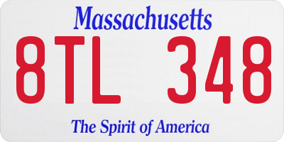 MA license plate 8TL348