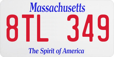 MA license plate 8TL349