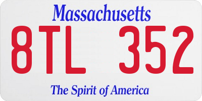 MA license plate 8TL352