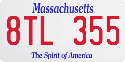 MA license plate 8TL355