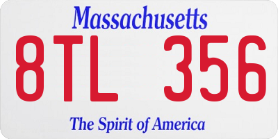 MA license plate 8TL356