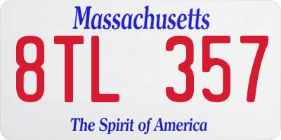 MA license plate 8TL357