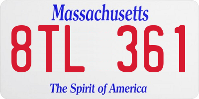 MA license plate 8TL361