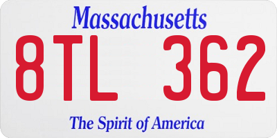 MA license plate 8TL362