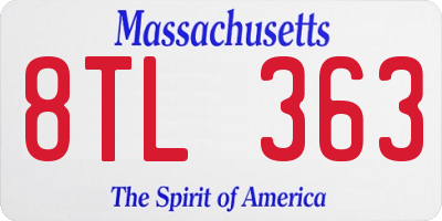 MA license plate 8TL363