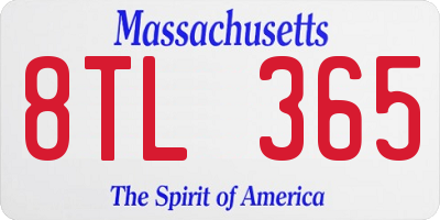 MA license plate 8TL365