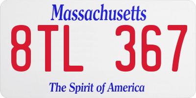 MA license plate 8TL367