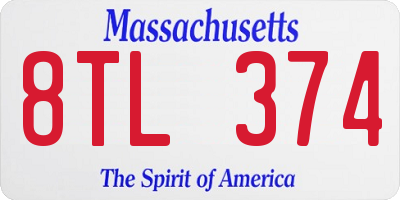 MA license plate 8TL374