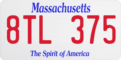 MA license plate 8TL375