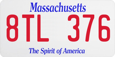 MA license plate 8TL376