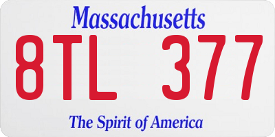 MA license plate 8TL377
