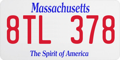 MA license plate 8TL378
