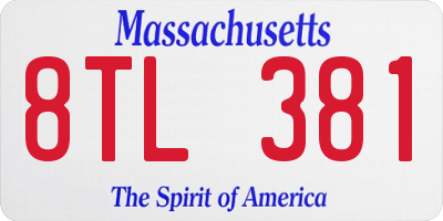 MA license plate 8TL381