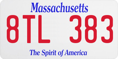 MA license plate 8TL383