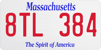 MA license plate 8TL384