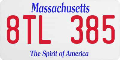 MA license plate 8TL385