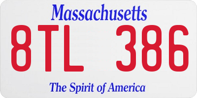 MA license plate 8TL386
