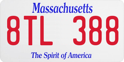 MA license plate 8TL388