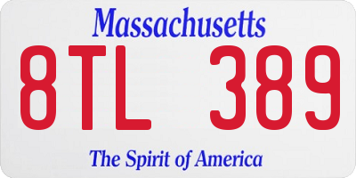 MA license plate 8TL389