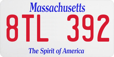 MA license plate 8TL392