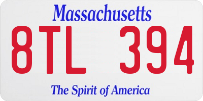 MA license plate 8TL394