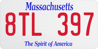 MA license plate 8TL397