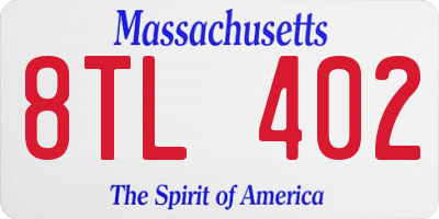 MA license plate 8TL402