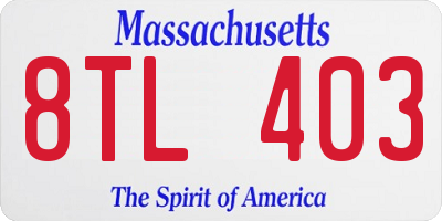MA license plate 8TL403