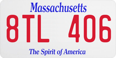 MA license plate 8TL406