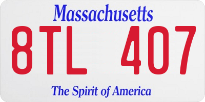 MA license plate 8TL407