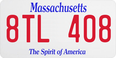 MA license plate 8TL408