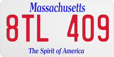 MA license plate 8TL409