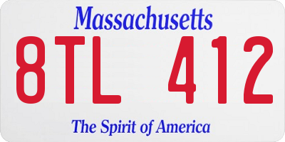 MA license plate 8TL412