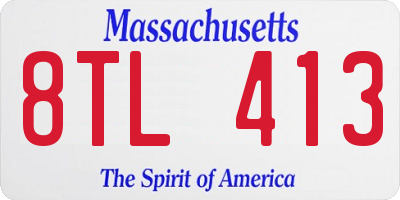 MA license plate 8TL413