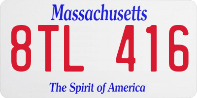 MA license plate 8TL416