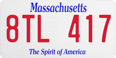 MA license plate 8TL417