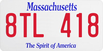 MA license plate 8TL418