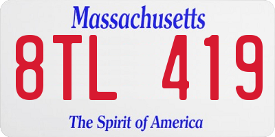 MA license plate 8TL419