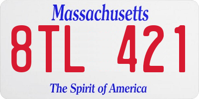 MA license plate 8TL421