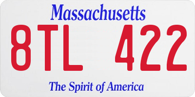 MA license plate 8TL422