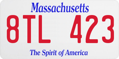 MA license plate 8TL423