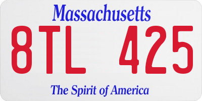 MA license plate 8TL425
