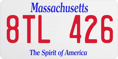 MA license plate 8TL426