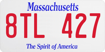MA license plate 8TL427